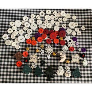 Assorted Buttons & Christmas-Themed Embellishments Crafts Sewing